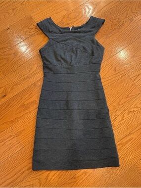 AX Paris Charcoal Gray Bandage Bodycon Dress US 8 Career Cocktail Date Night